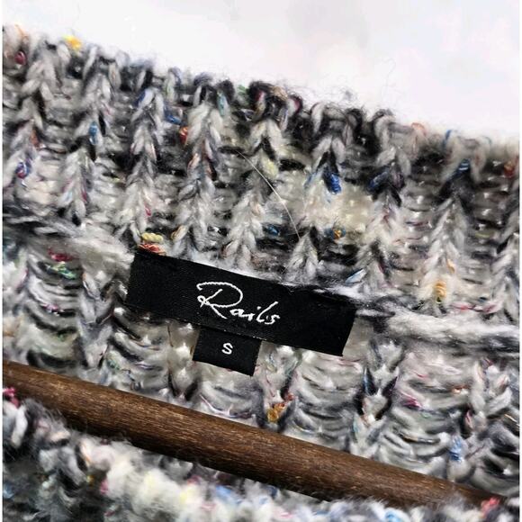 Rails Sweater Womens Small Black Gray Marled Lux Kaleidoscope Crew Neck Wool - Picture 3 of 12